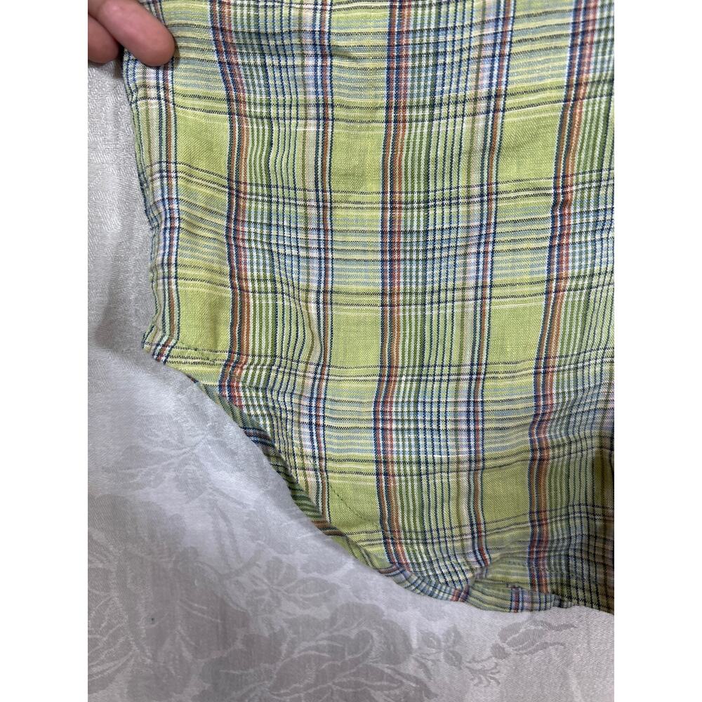 Tommy Bahama Button Up XL Green Plaid 100% Linen Short Sleeve - Picture 2 of 11